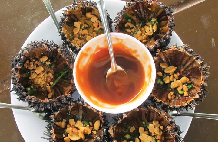 Nhum biển nướng mỡ hành